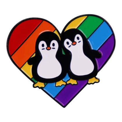 Rainbow Penguin Couple pin