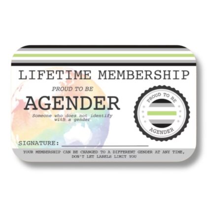Agender Lifetime Membership Card