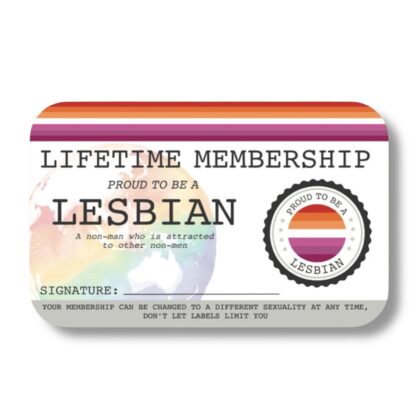 Non-man Lesbian Lifetime Membership Card