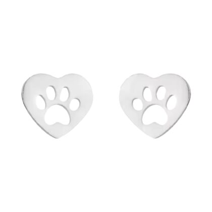 Paw Print Hearts Stud Earrings